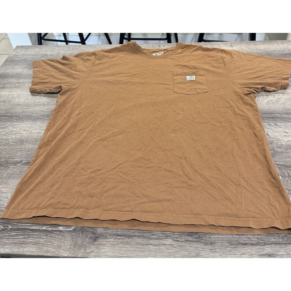 Carhartt T Shirt Brown Heather Loose Fit Crew Neck Pocket Casual Men's Size 2XL